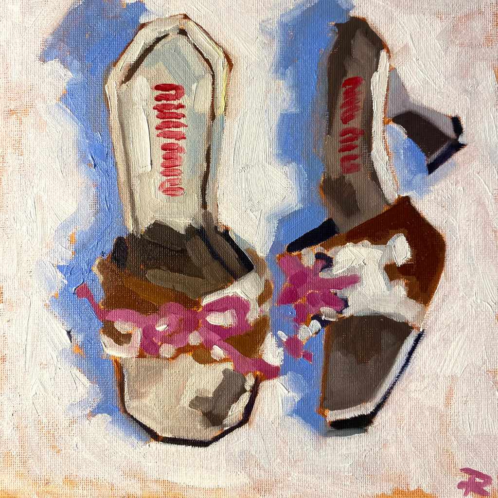 Cow Print Pony Hair Kitten Heels 8x8"