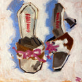 Cow Print Pony Hair Kitten Heels 8x8"